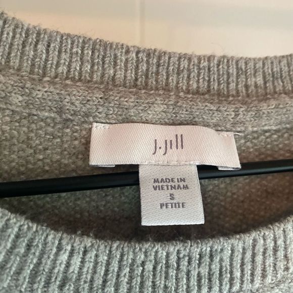 J. JILL CABLED CREW-NECK SWEATER TUNIC - SIZE SMALL PETITE - GREY HEATHER - Picture 7 of 9